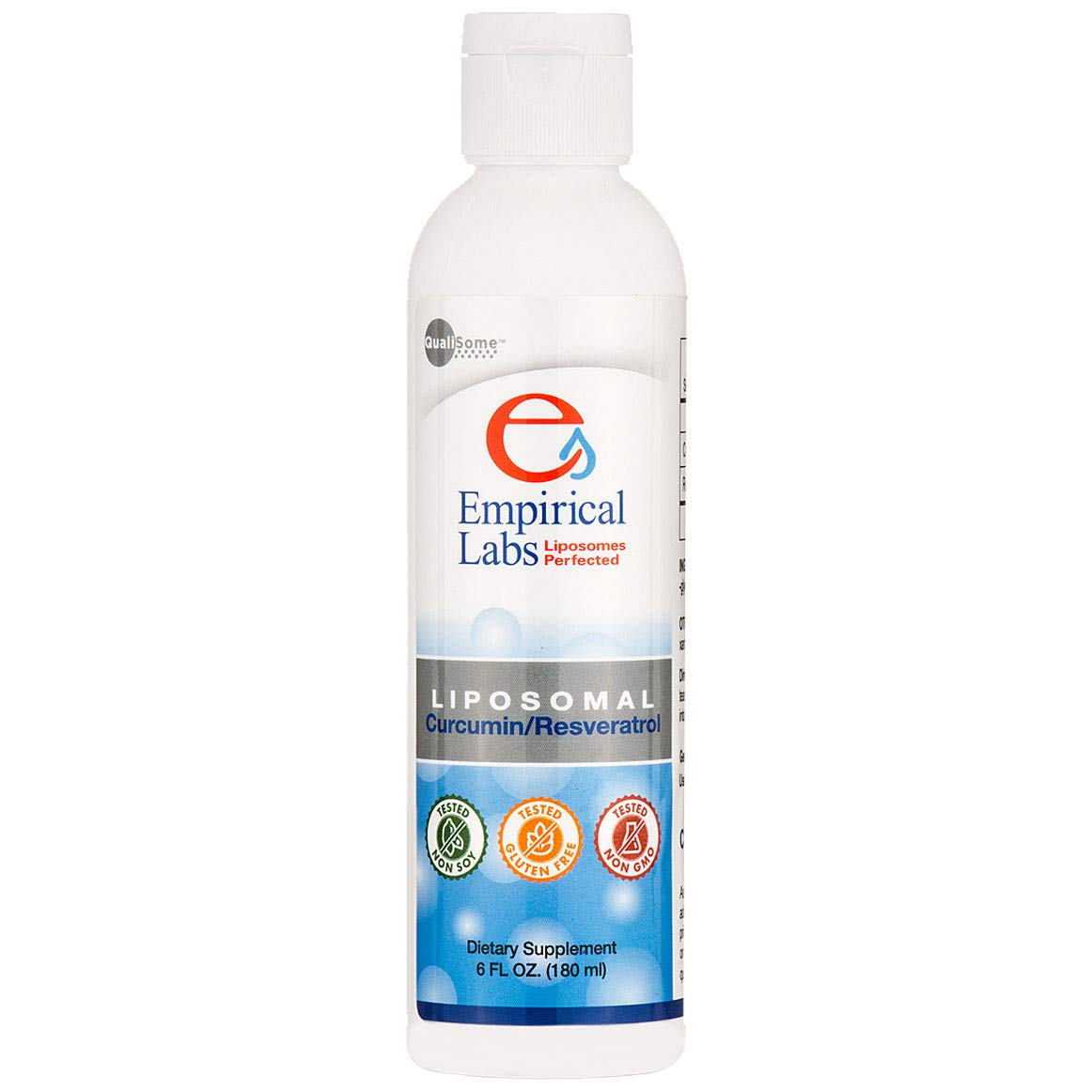Front view of Liposomal Structured Curcumin/Resveratrol bottle, 6 fl.oz