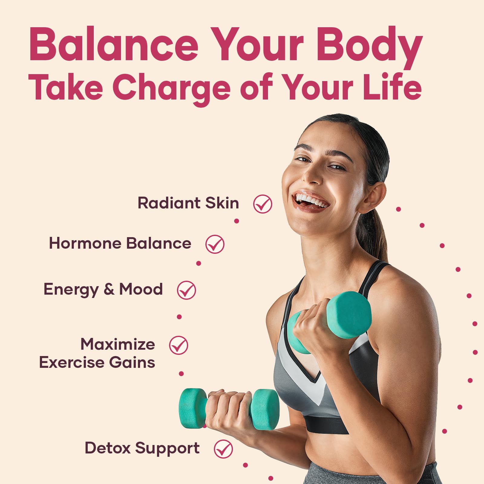 Detox and antioxidant benefits icons for DIM SGS