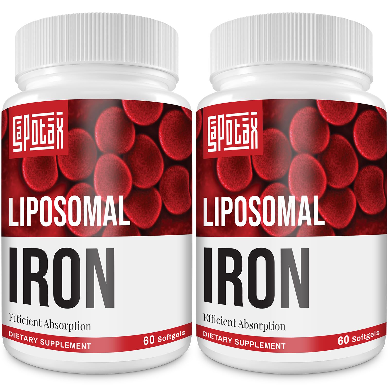 Liposomal iron supplement bottle for women and men