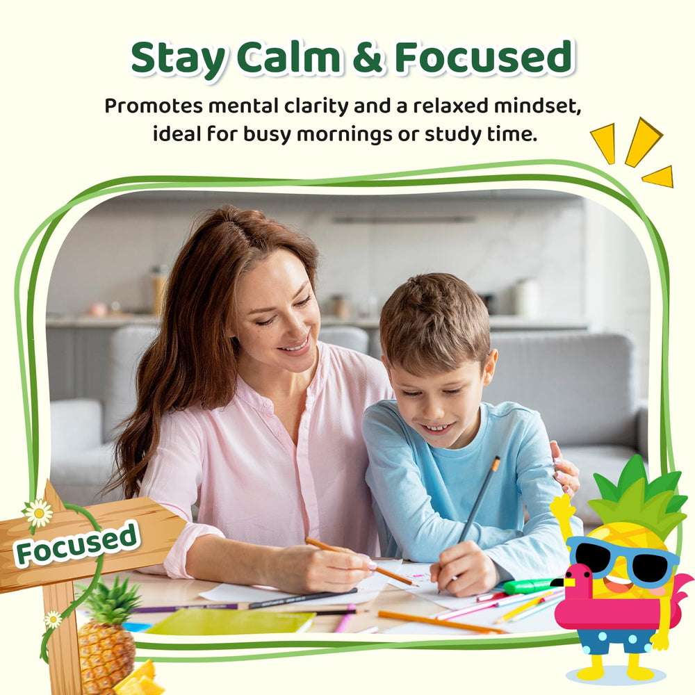 Illustration of calming effect for kids and adults taking Liposomal GABA L-Theanine Drops