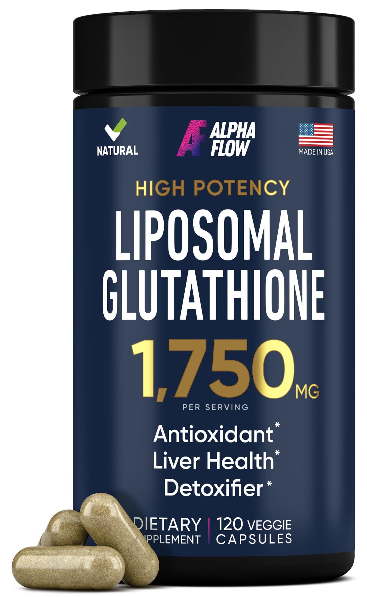 Bottle of Liposomal Glutathione with Vitamin C and phospholipid complex