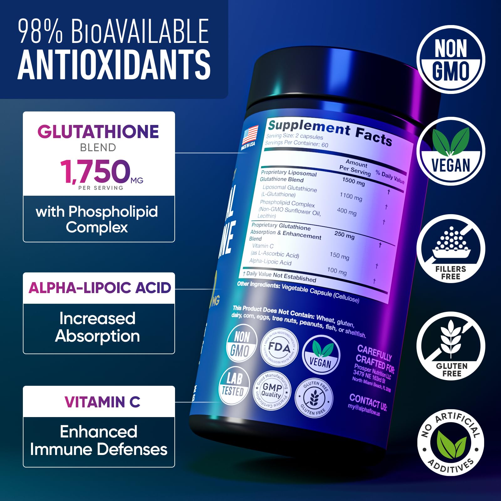 Close-up of Liposomal Glutathione capsules