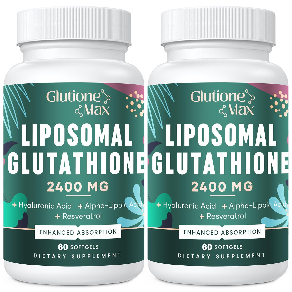 Front view of 8-in-1 Liposomal Glutathione 2400 mg bottle