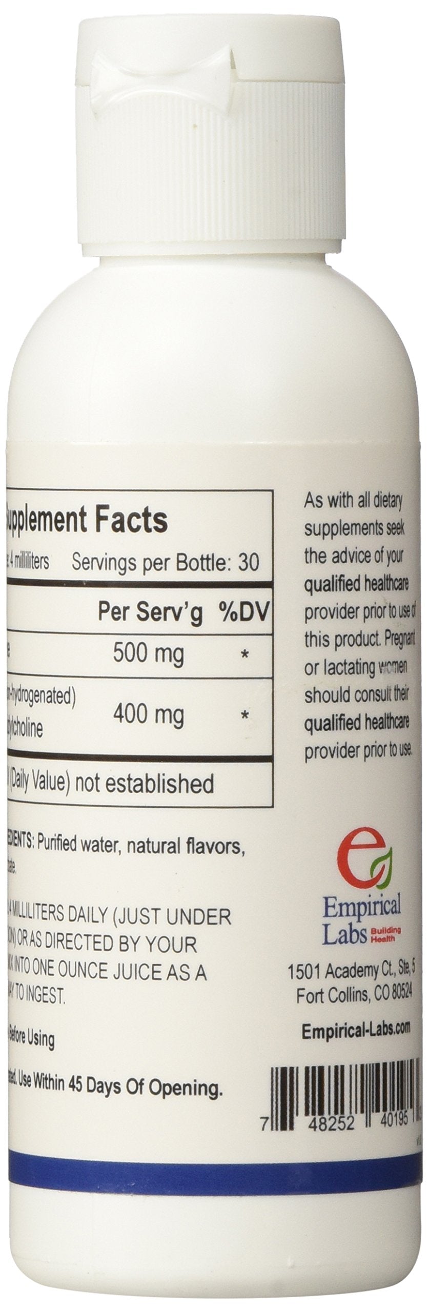 Liposomal Glutathione 4 oz label with ingredients