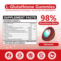Supplement ingredients and nutrition panel for glutathione gummies