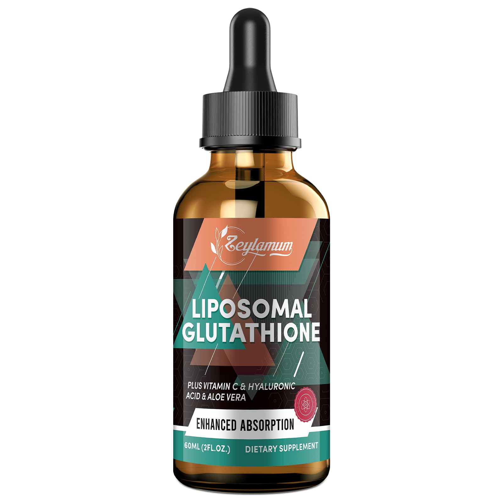 Bottle of liposomal glutathione liquid drops with dropper