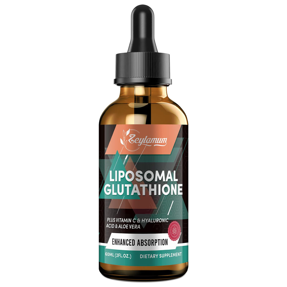 Bottle of liposomal glutathione liquid drops with dropper