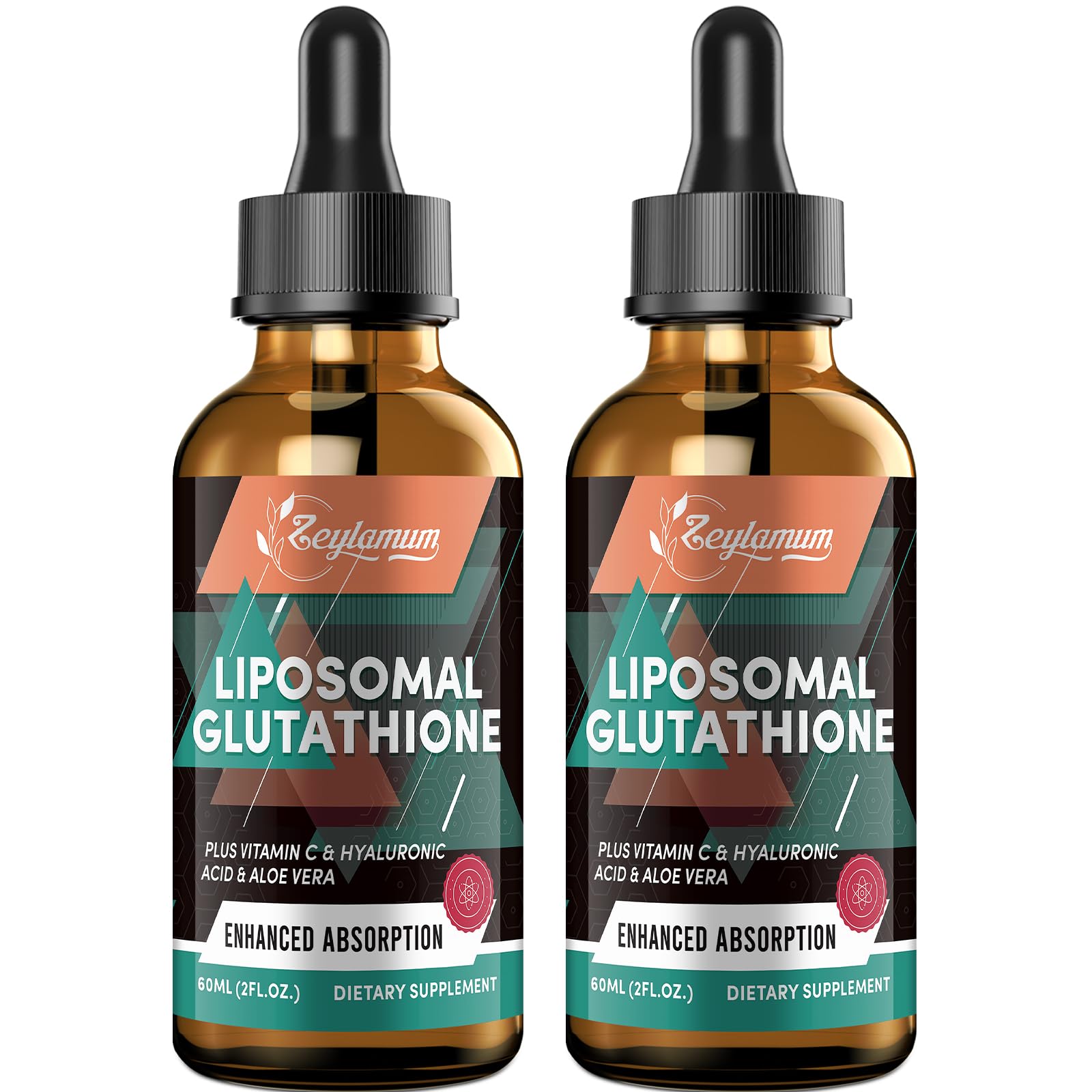 Front view of 2000mg Liposomal Glutathione Liquid Drops bottle