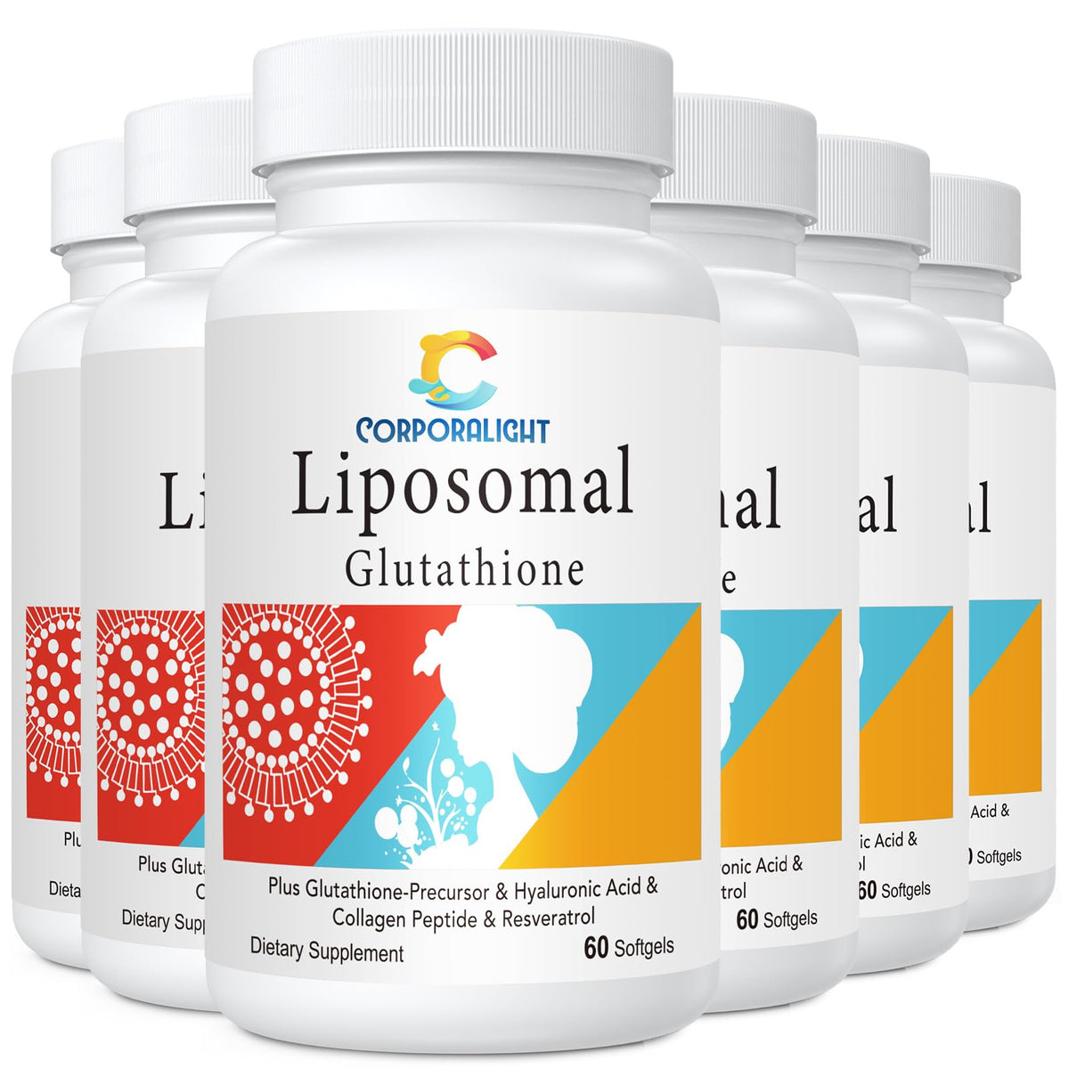 Bottle of Liposomal Glutathione Softgels on a white background