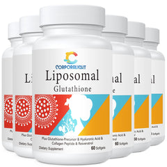 Bottle of Liposomal Glutathione Softgels on a white background
