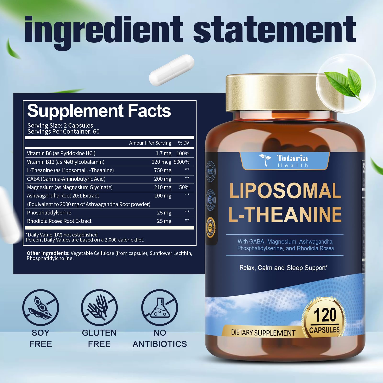 Rhodiola and mood support imagery for Liposomal L-Theanine 750mg