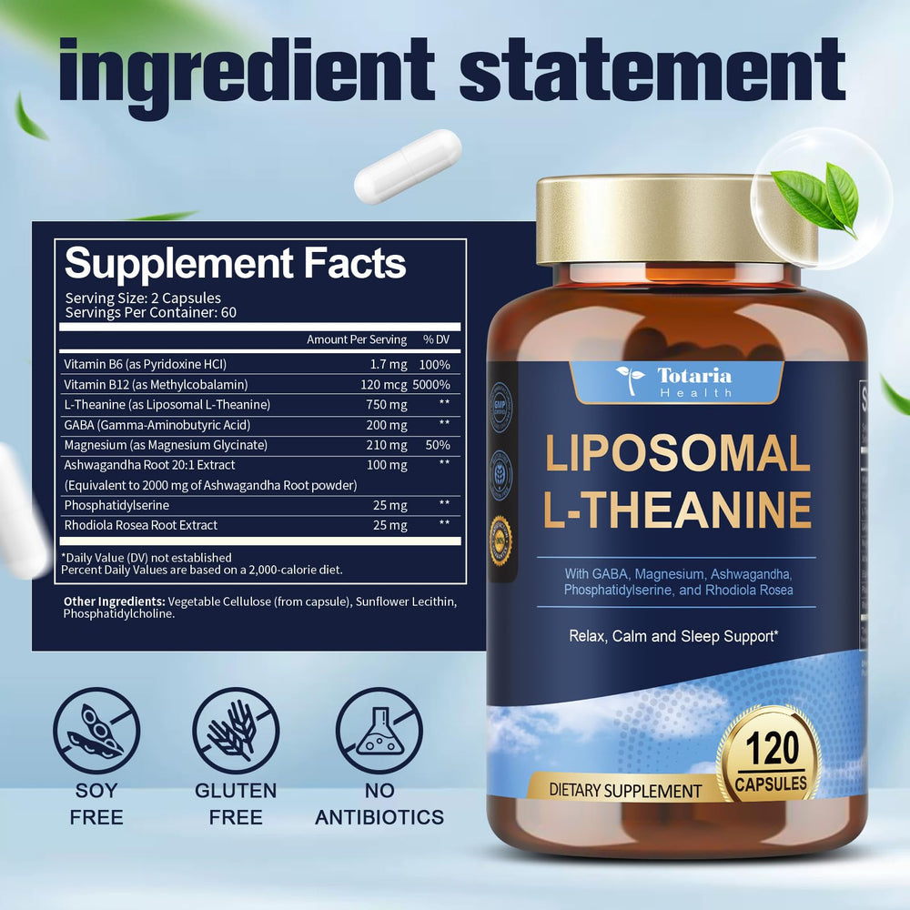 Rhodiola and mood support imagery for Liposomal L-Theanine 750mg