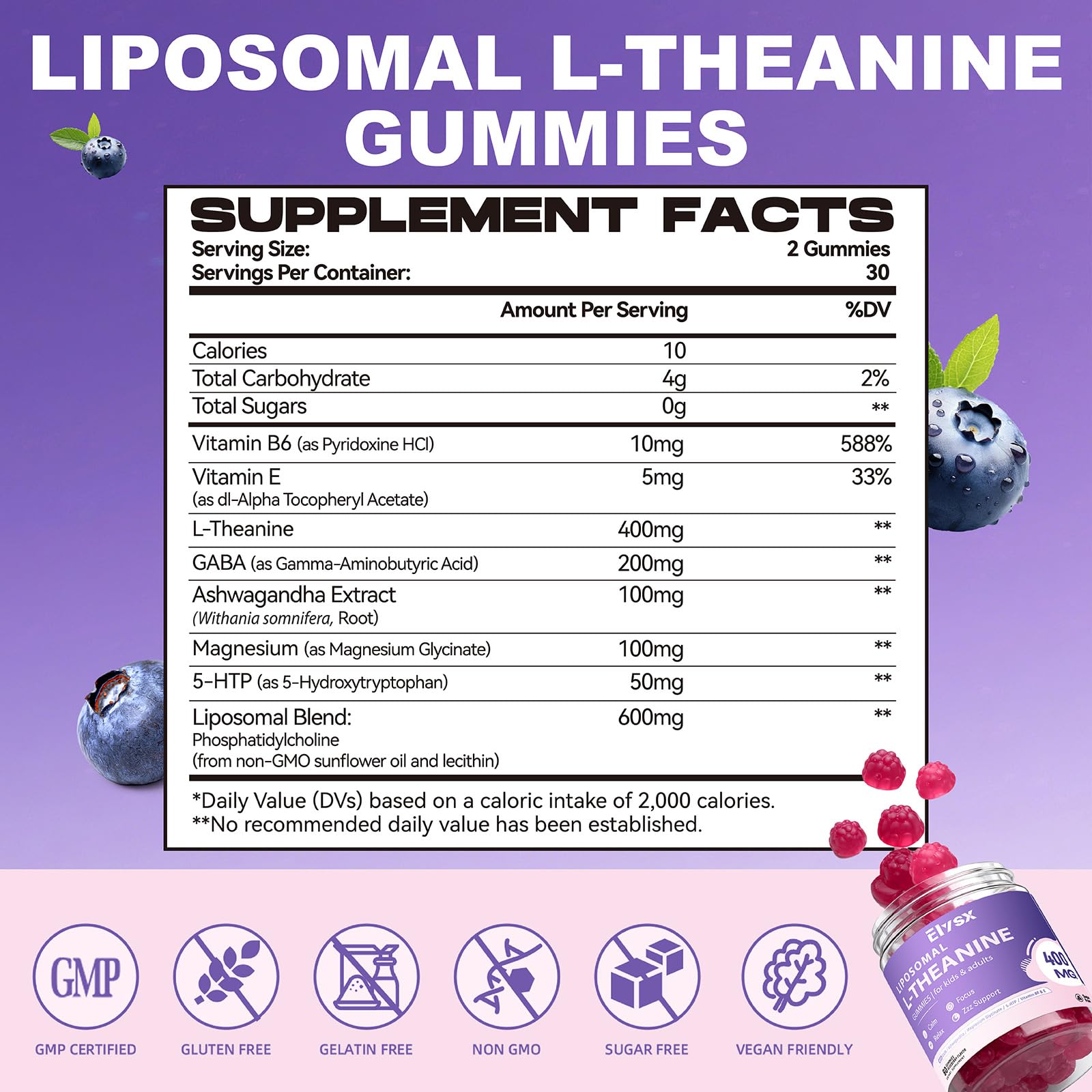 Close-up of blueberry-flavored chewable gummies