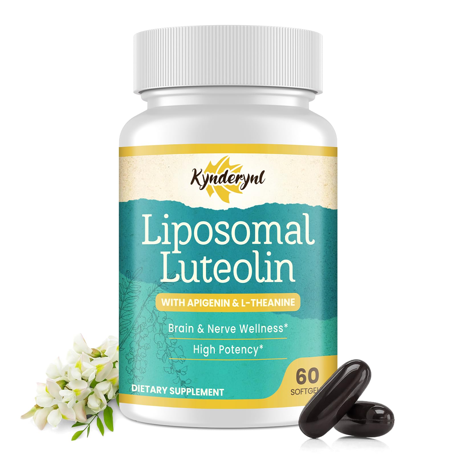 Front view of Liposomal Luteolin 200mg softgels bottle