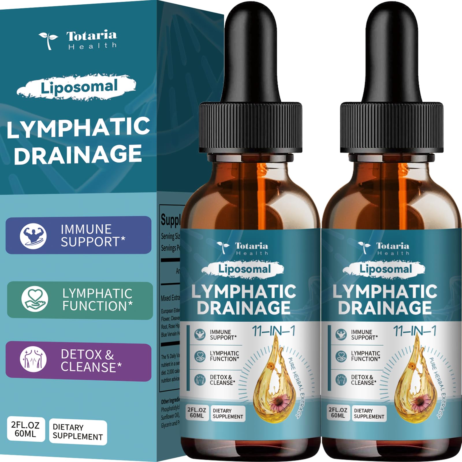 Two-pack liposomal lymphatic drainage drops bottle 1