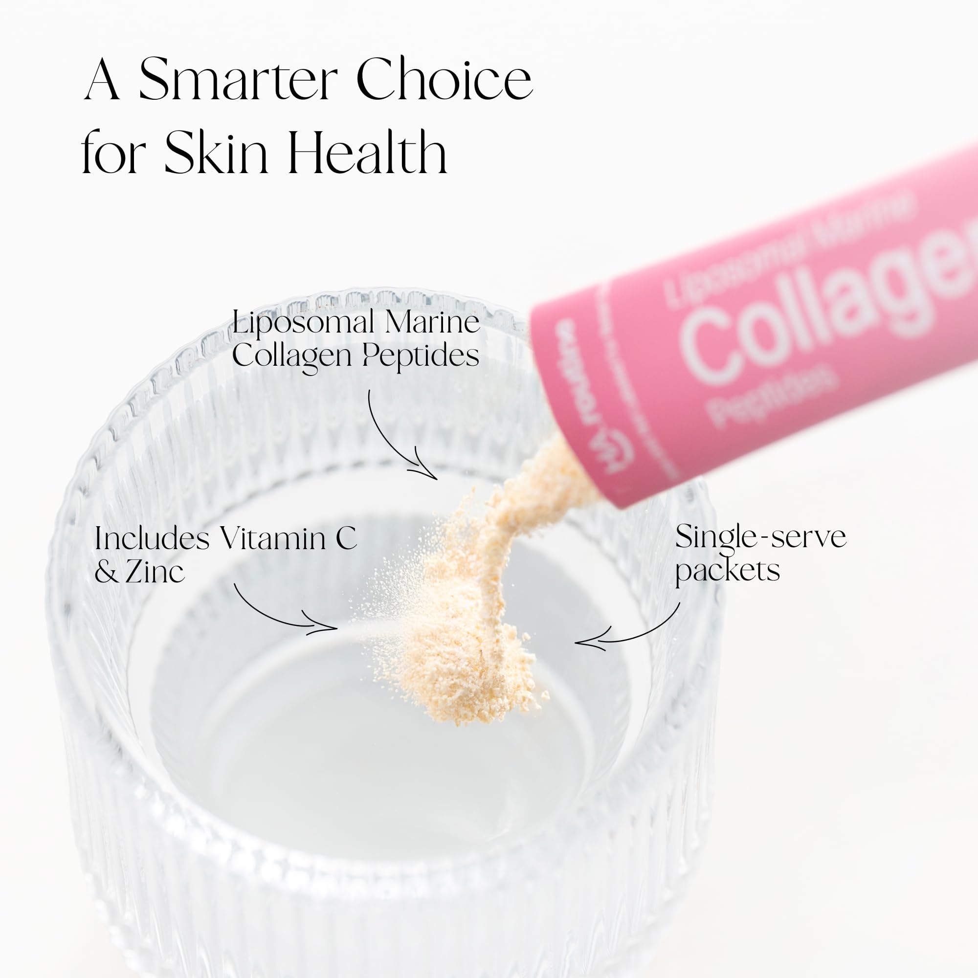 Close-up of to-go sticks for peach pomegranate collagen powder