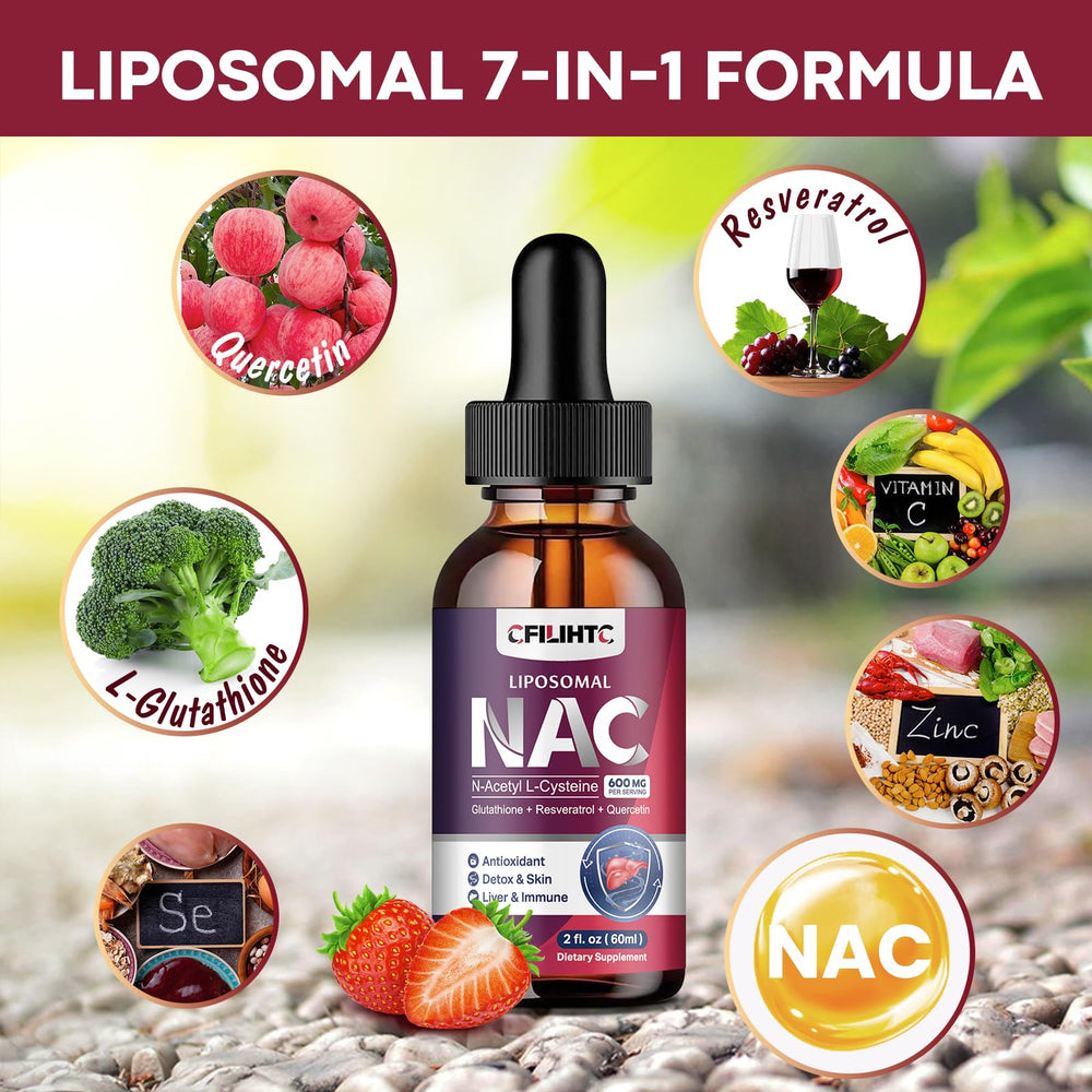 NAC liquid drops bottle label close-up