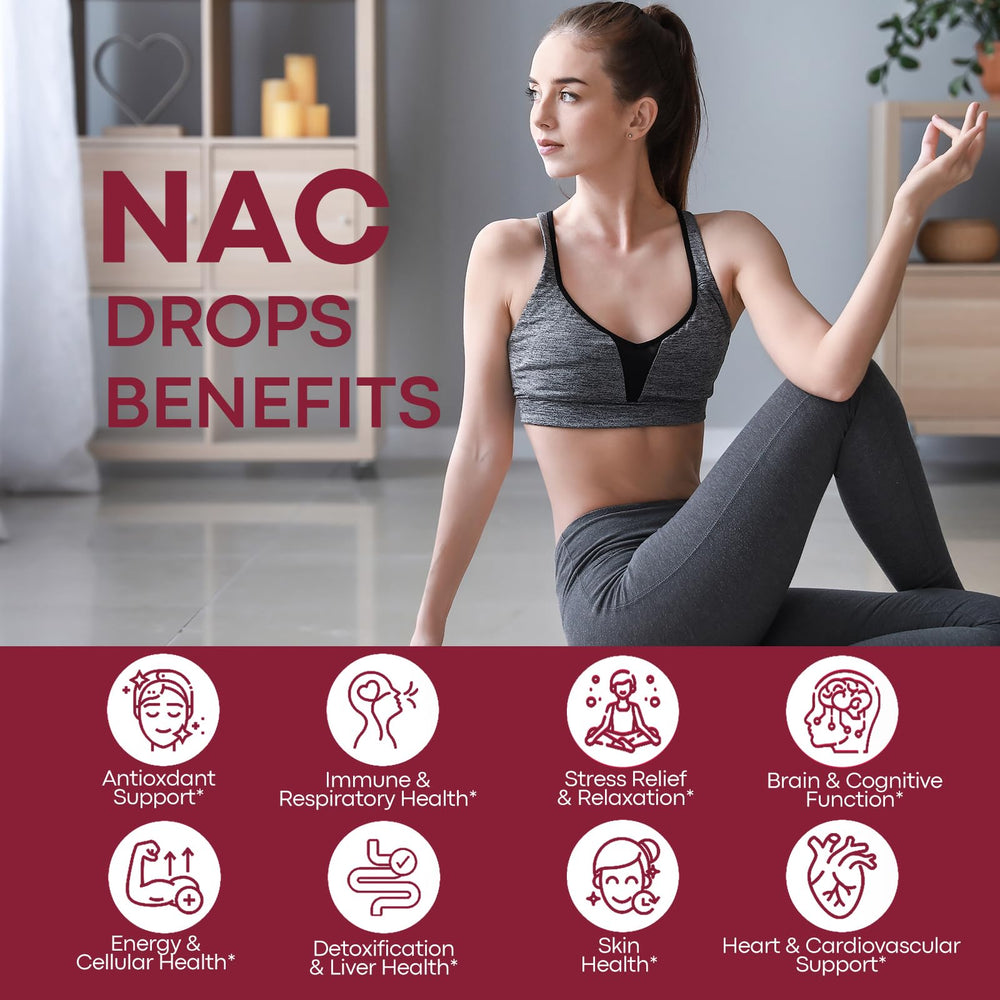 Ingredients highlight: NAC 600mg per serving with glutathione, resveratrol, quercetin, zinc, vitamin C, and selenium