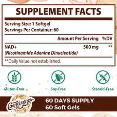 Close-up of Liposomal NAD+ 500 mg soft gels