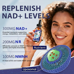 Graphic showing NAD+, NR and NMNH precursors