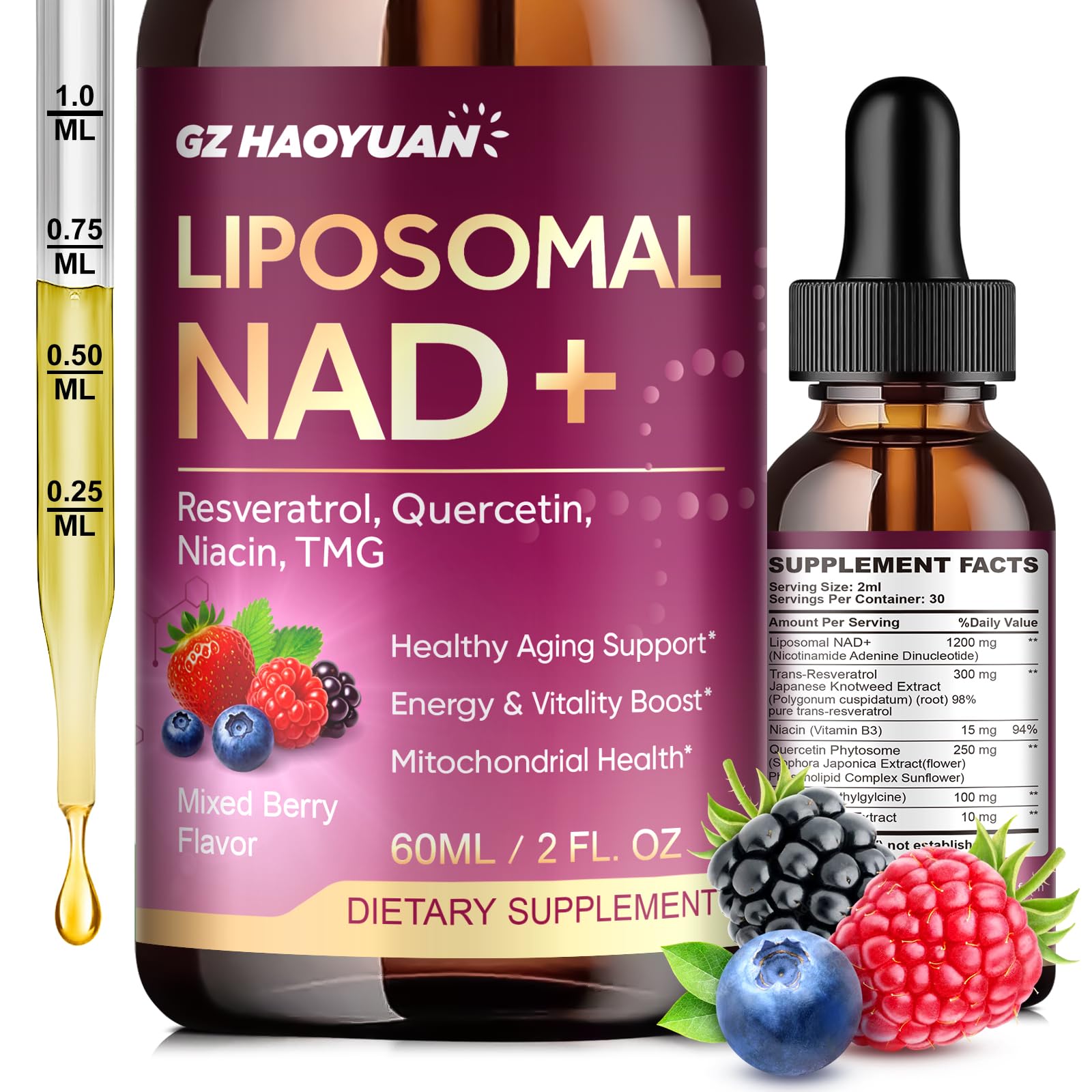 Bottle of Liposomal NAD supplement 1200mg