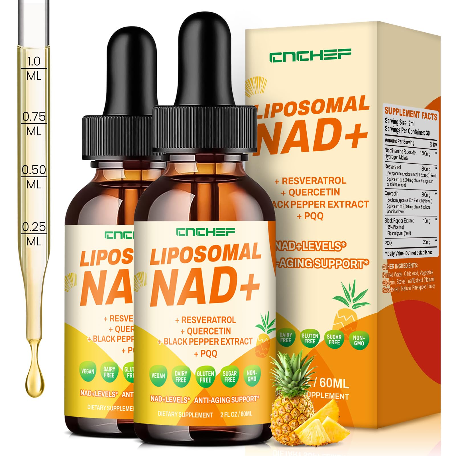 Hero image of liposomal NAD supplement bottle and packaging