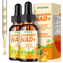 Hero image of liposomal NAD supplement bottle and packaging