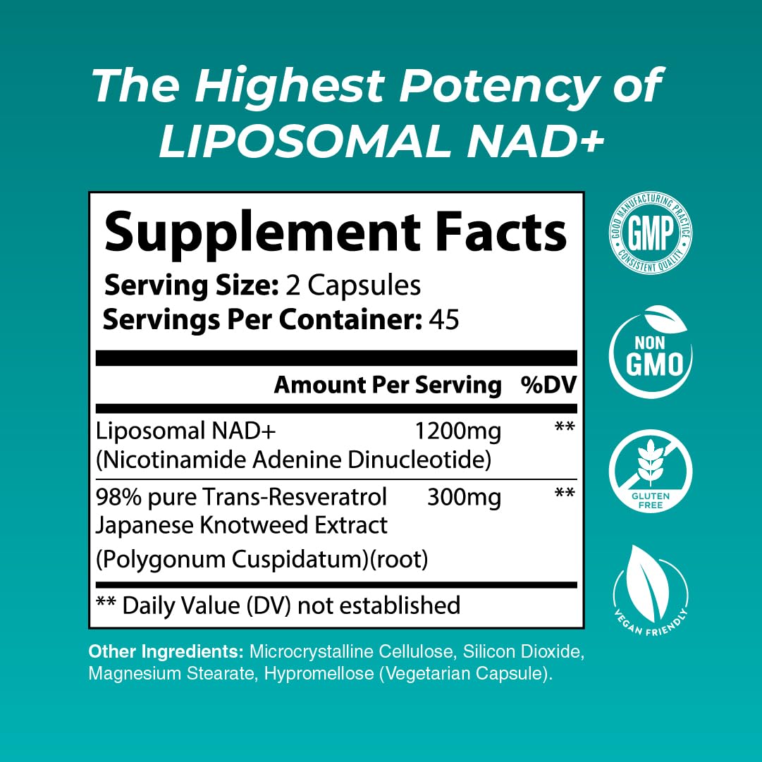 NAD+ supplement capsules displayed on a white background