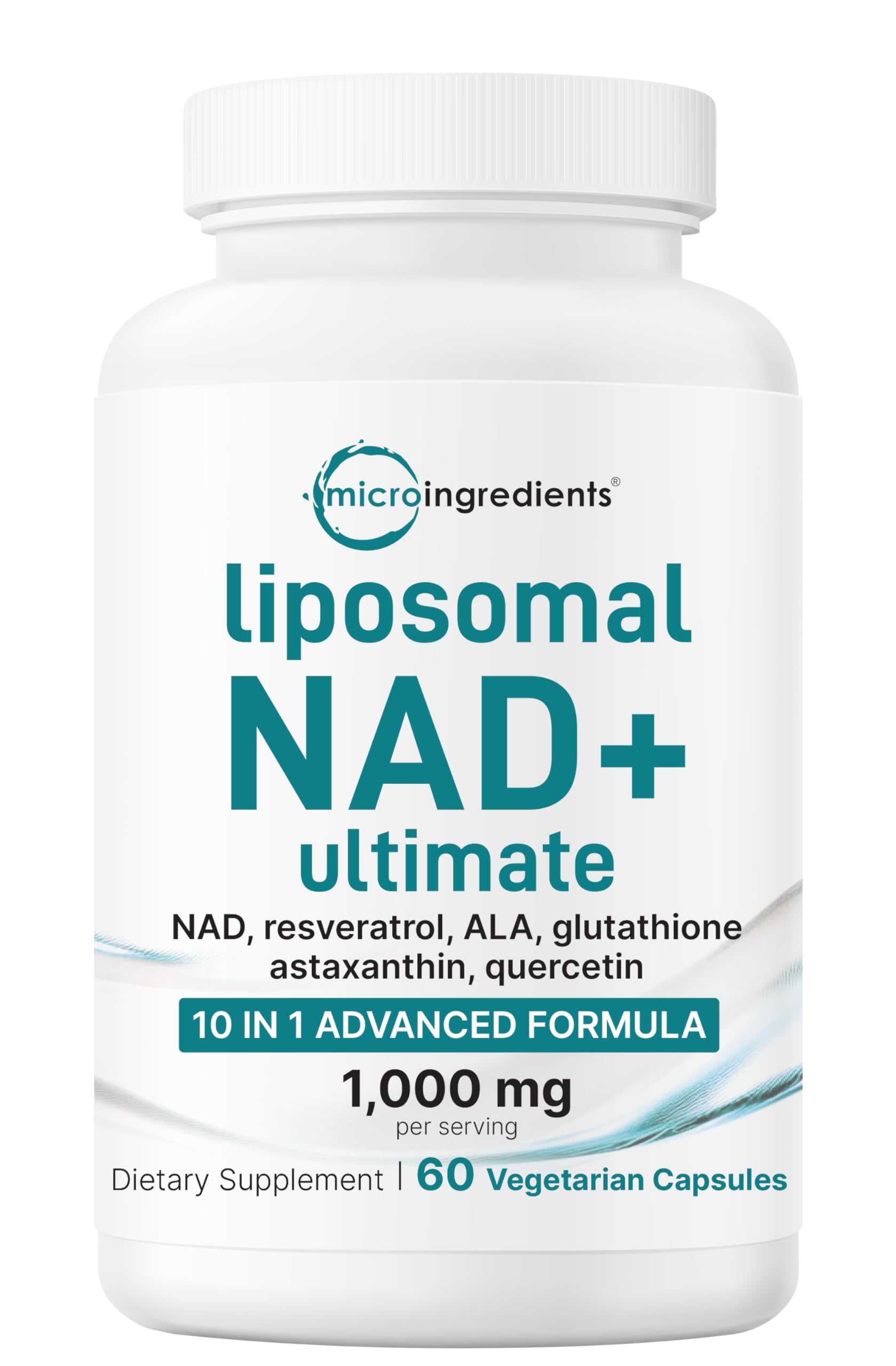 Liposomal NAD+ Ultimate 1,000mg bottle with 60 veggie capsules