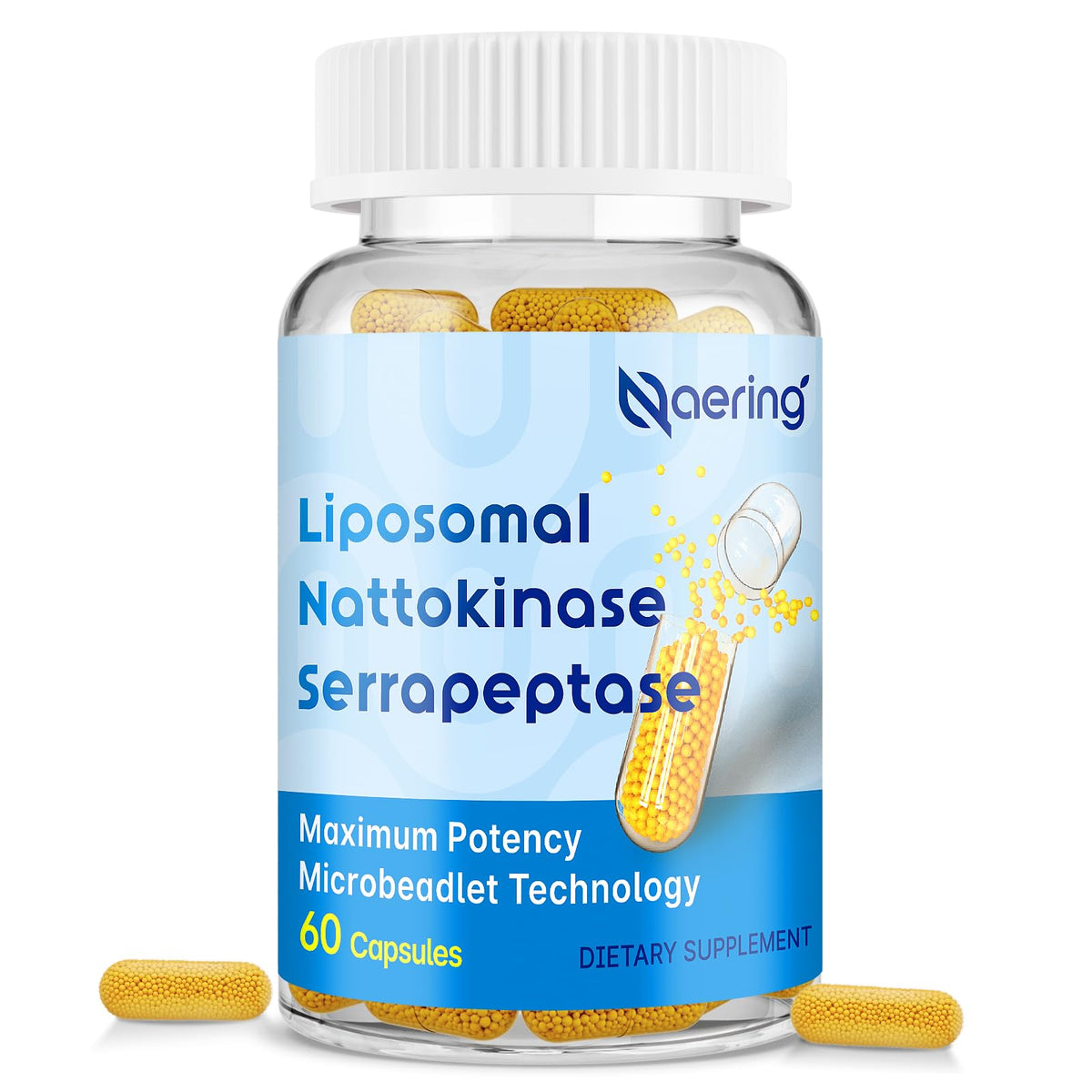 Illustration of liposomal nattokinase and serrapeptase enzymes with high potency