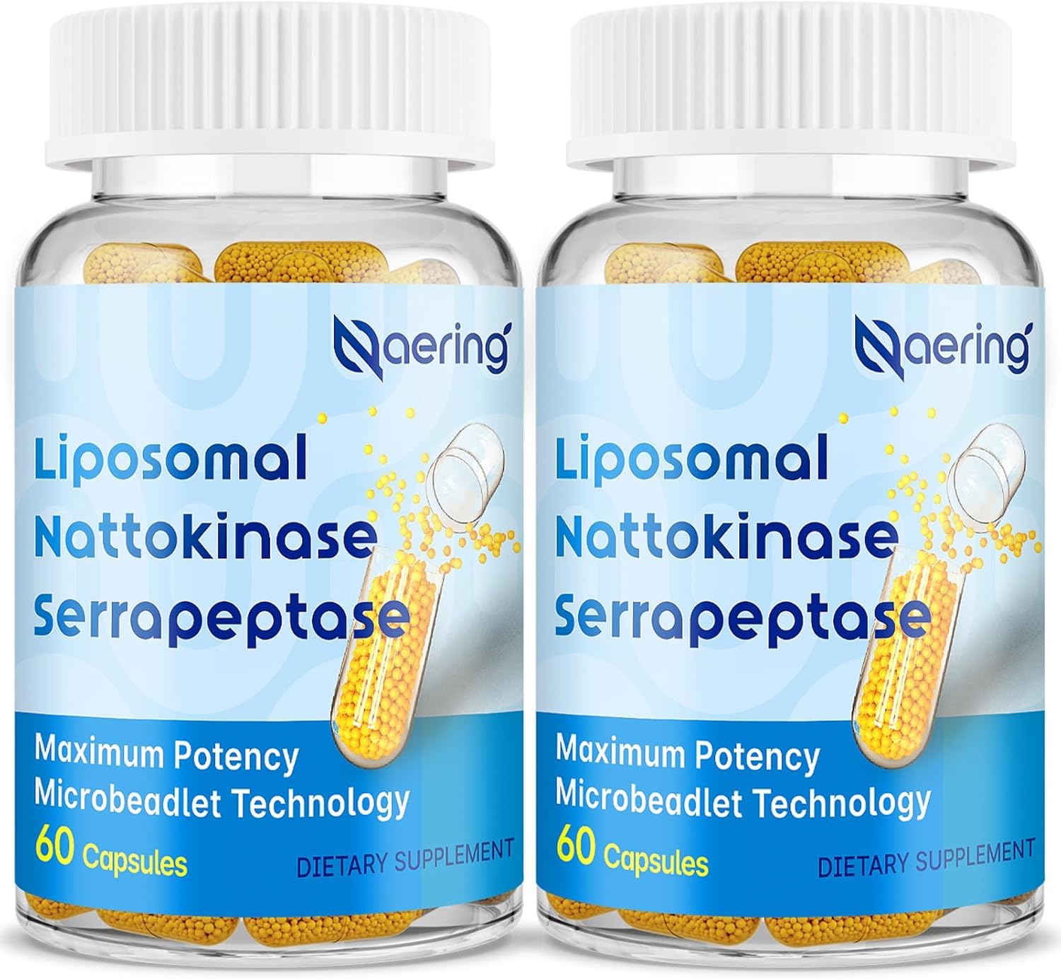 Front label of Liposomal Nattokinase Serrapeptase bottle