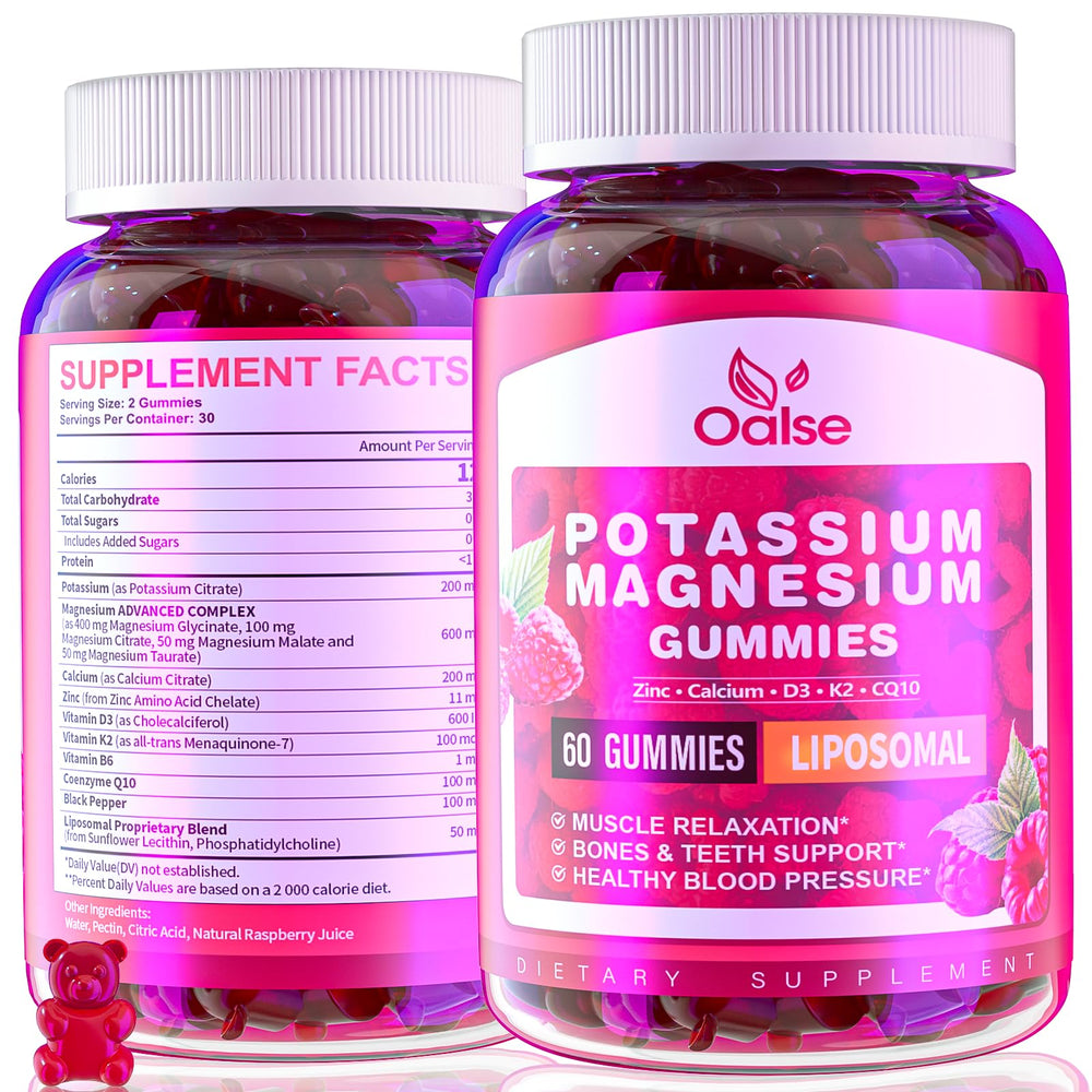 Liposomal Potassium Magnesium Gummies Raspberry bottle - front view
