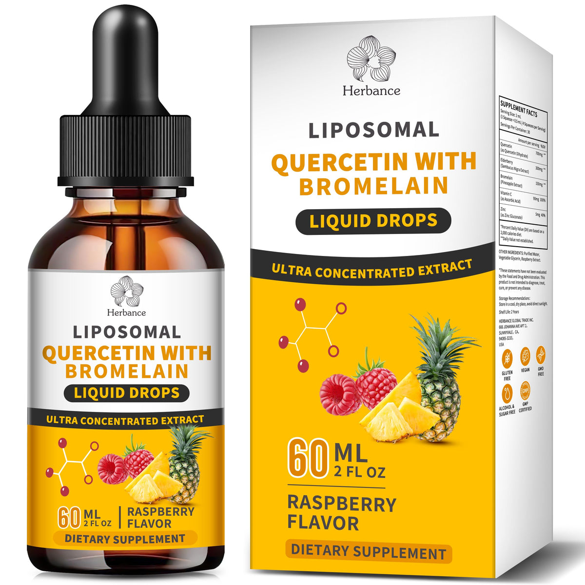 Bottle of Liposomal Quercetin with Bromelain Liquid Drops