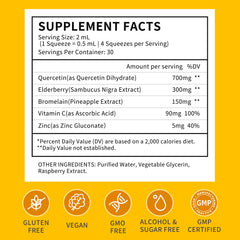 Close-up of Liposomal Quercetin with Bromelain liquid drops bottle