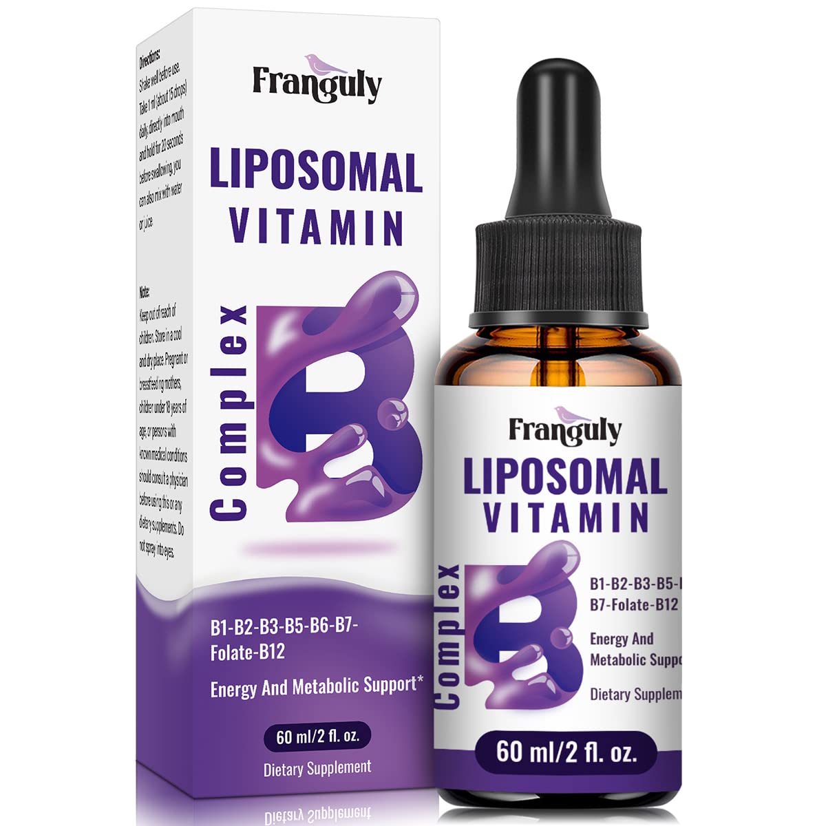 Liposomal Vitamin B Complex Liquid bottle with 2 oz size