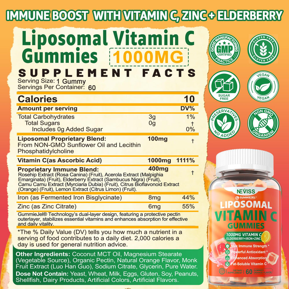 Close-up of an orange vitamin C gummy