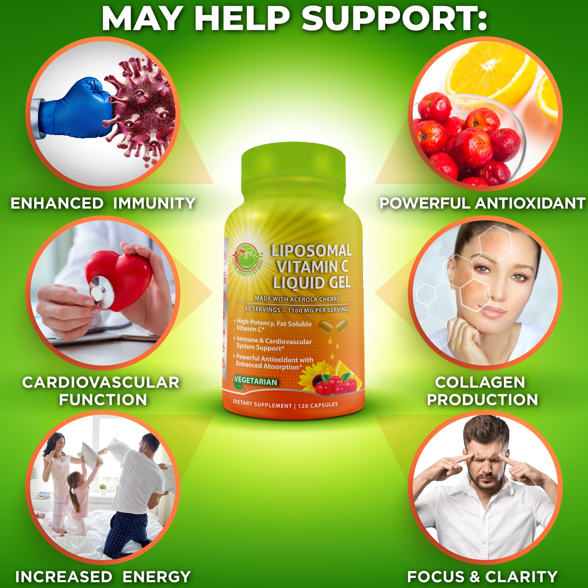 Product packaging box and bottle for Liposomal Vitamin C 1100mg