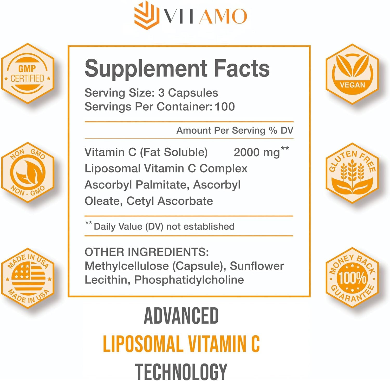 Advanced liposomal delivery system for vitamin C 2000mg