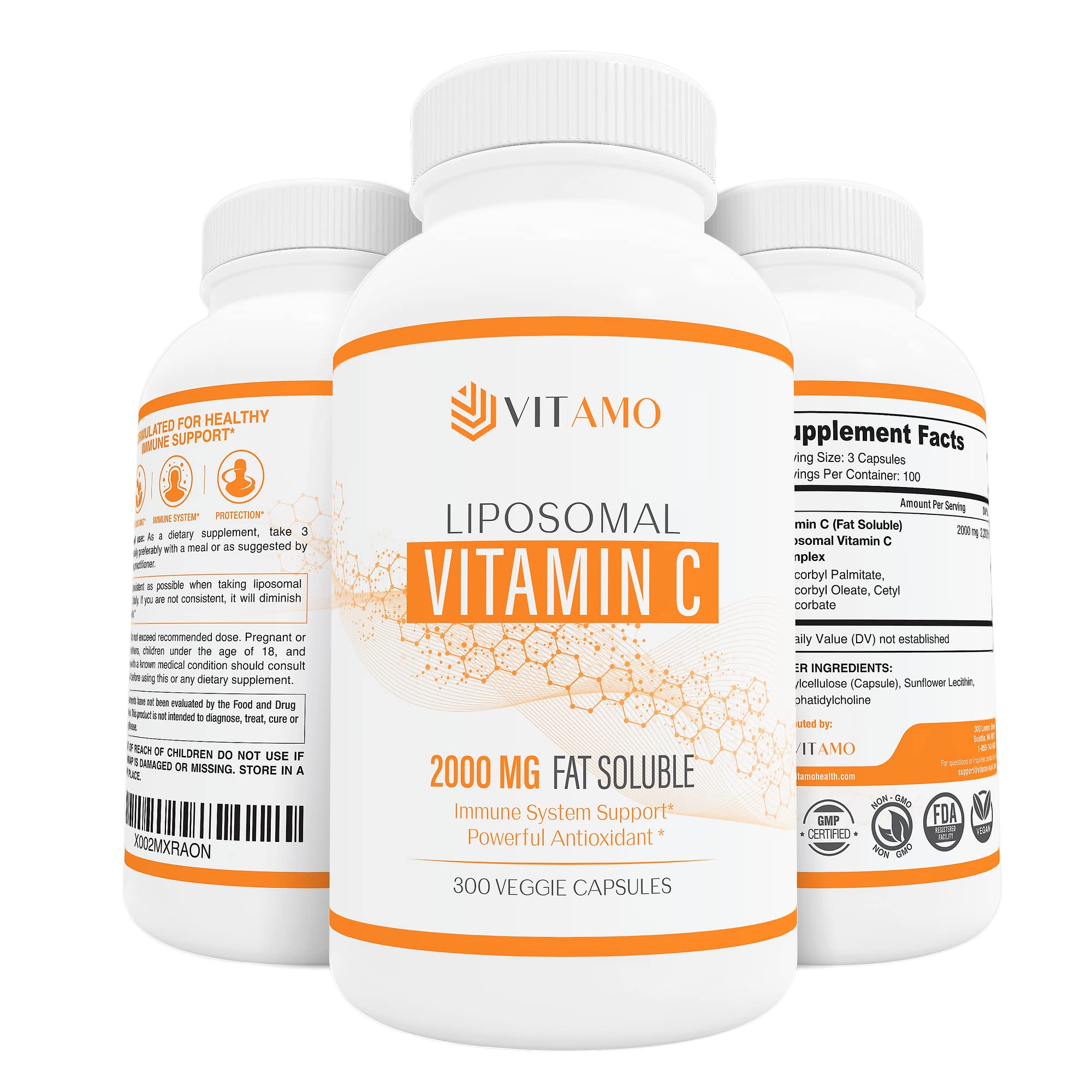 Liposomal Vitamin C 2000mg – 300 capsules for immune support