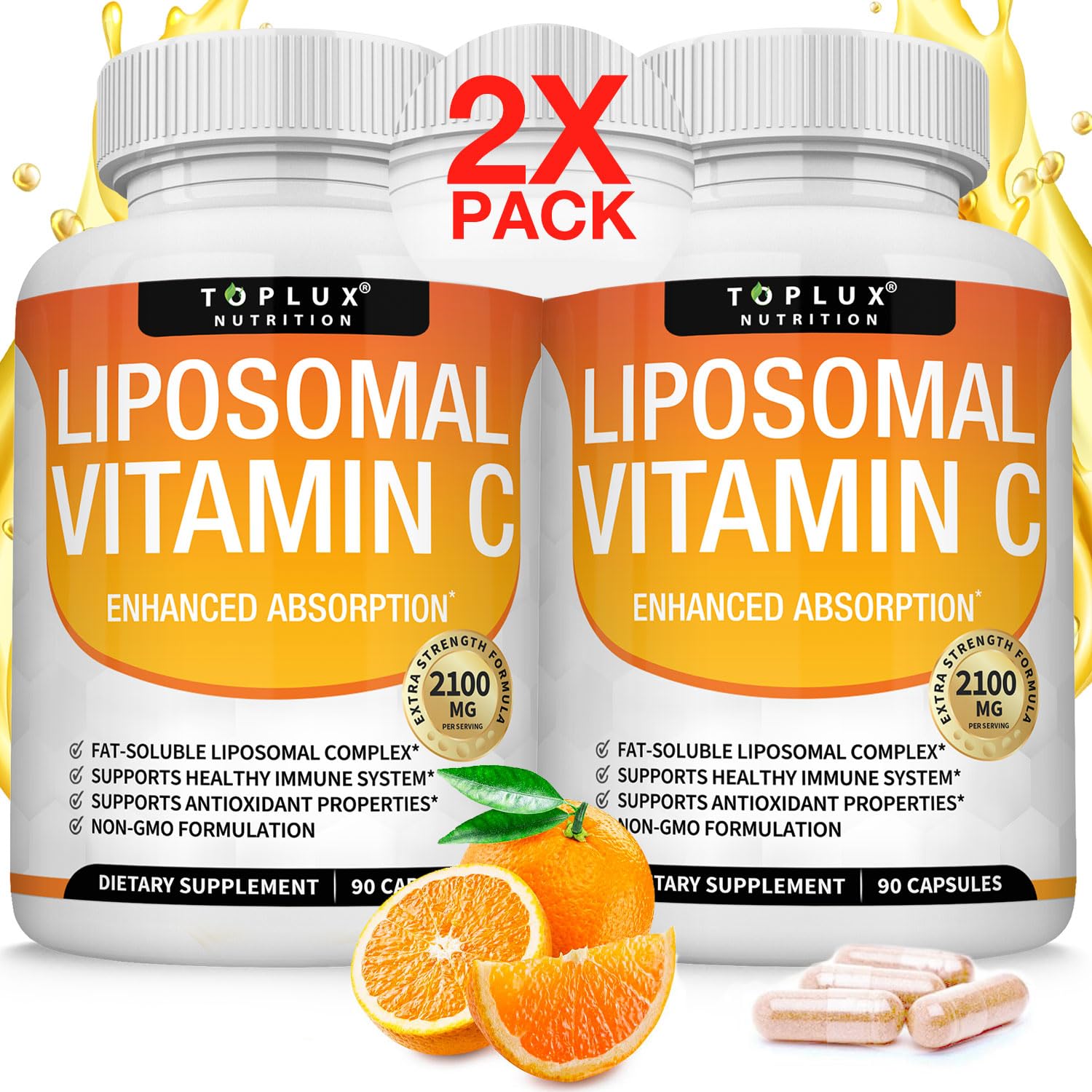 Bottle of Liposomal Vitamin C 2100mg with label