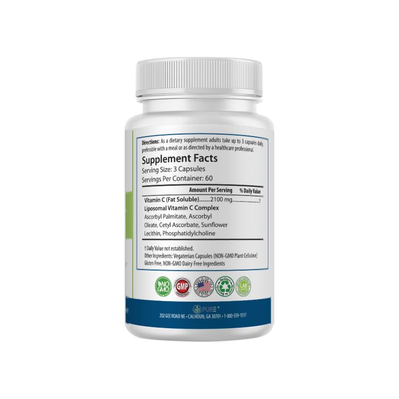 Liposomal Vitamin C Capsules bottle containing 180 vegetarian capsules.