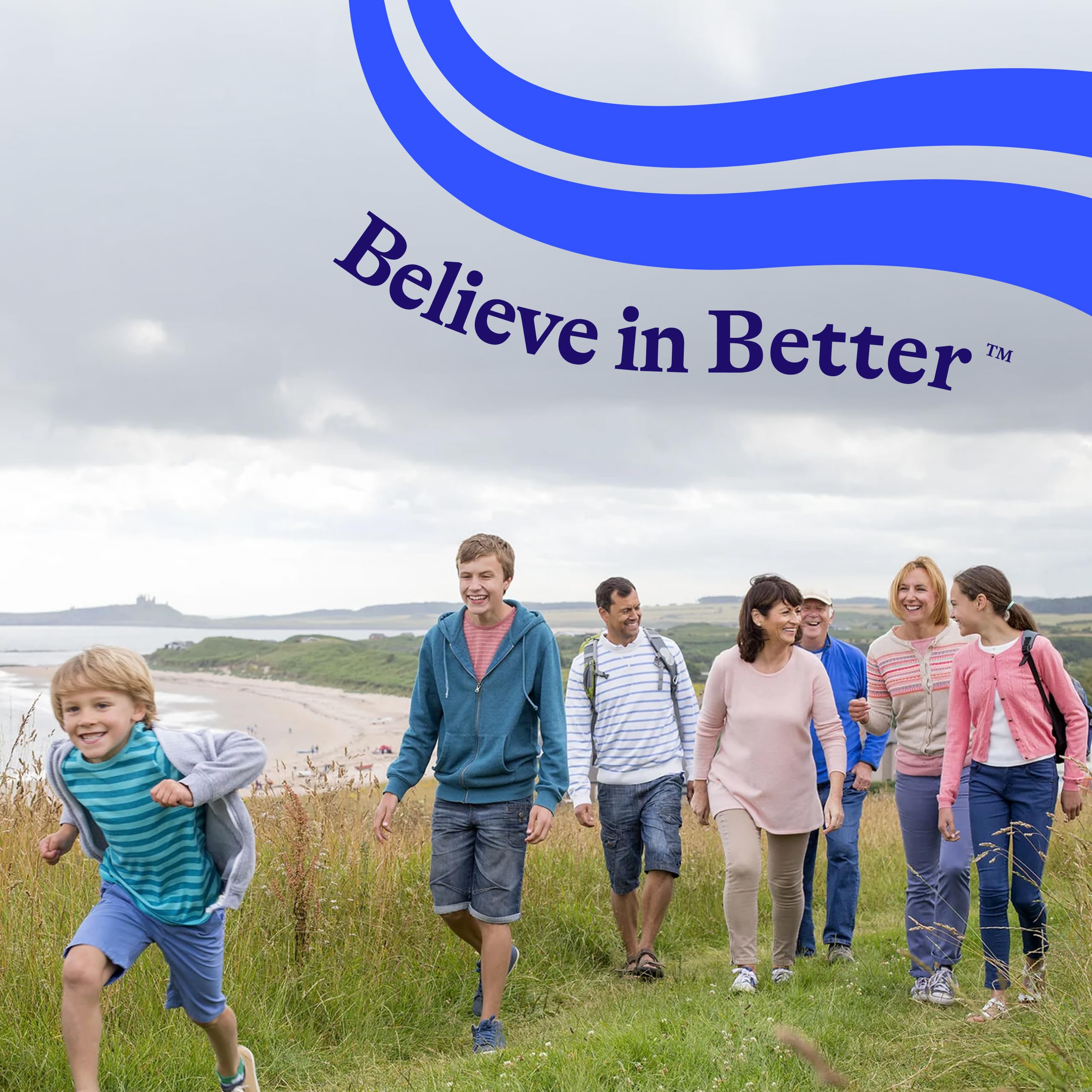 Icons highlighting Non-GMO, Non-Soy, and allergen-free claims