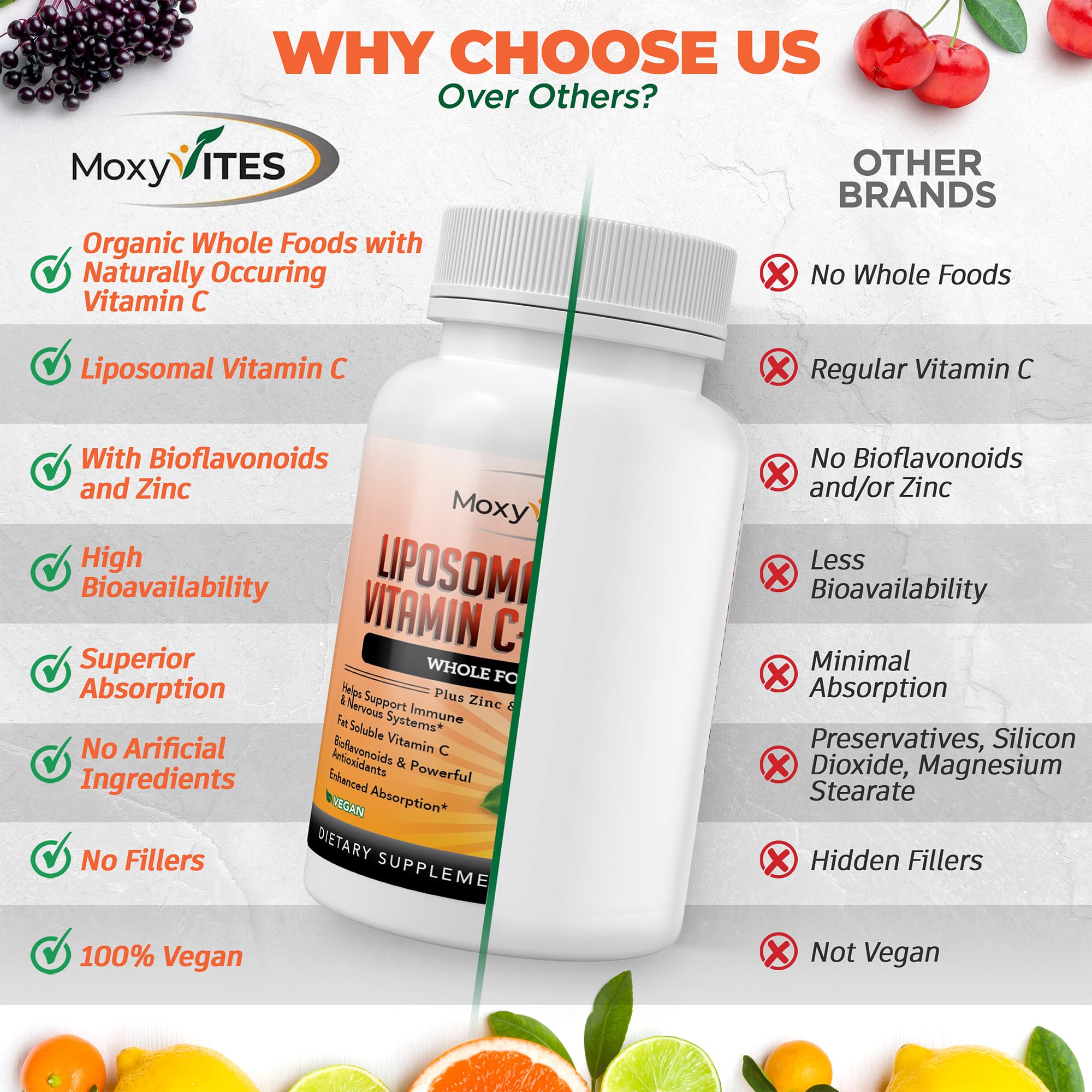 High absorption liposomal Vitamin C capsules in packaging