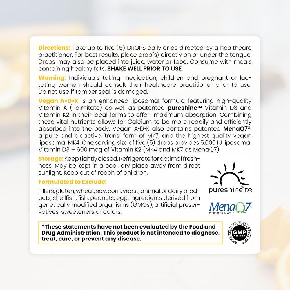 Liposomal Vitamin K2 MK-4 and MK-7 plant-based formula