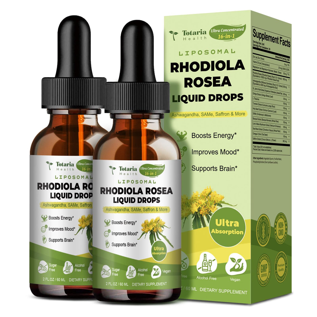 Product front view of Liposomal Rhodiola Tincture Ultra Strength bottle