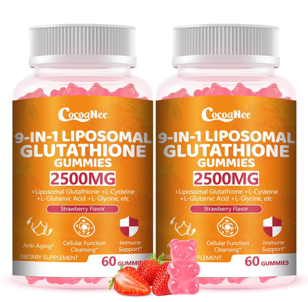 Two-pack liposome glutathione gummies bottle showing 2500mg per gummy