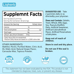 Bottle of Liqherb lithium orotate gummies grape flavor