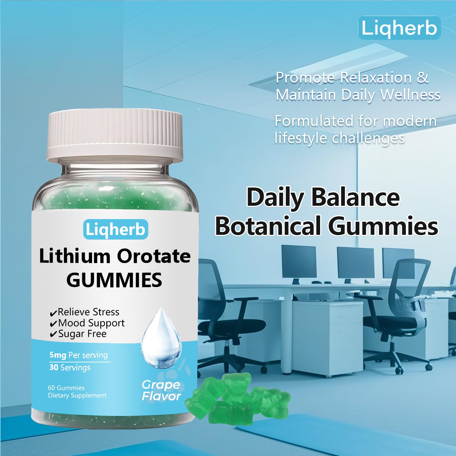 Vegan, non-GMO, gluten-free Liqherb gummies packaging