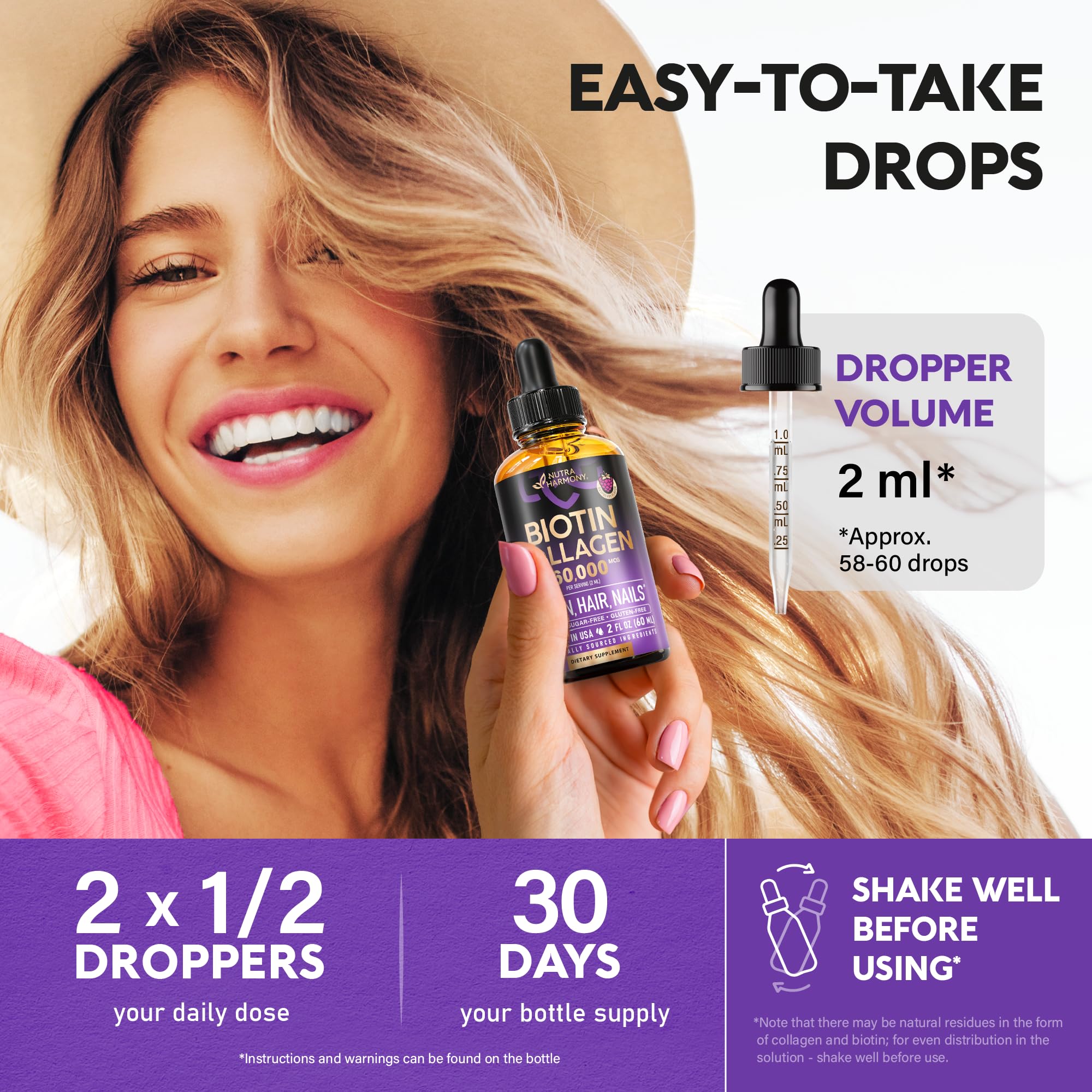 USA-made Biotin & Collagen supplement label