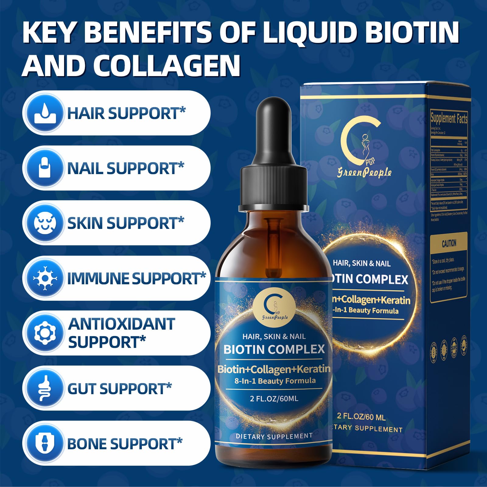 2 oz bottle on white background with Biotin & Collagen Drops